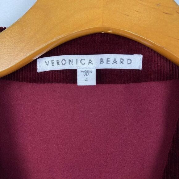 Veronica Beard Orial Corduroy Sleeveless Mini Dress Bordeaux Burgundy Red sz 4 - Picture 3 of 9
